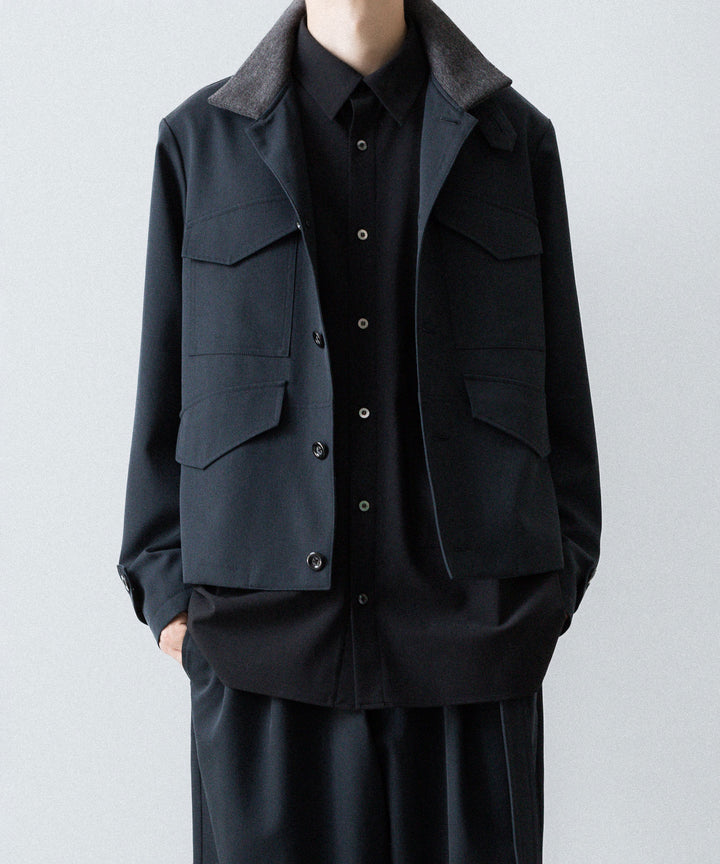 UJOH - ウジョーのRIB COLLAR 4 POCKETS BLOUSONのGRAYISH NAVY公式通販サイトsession福岡セレクトショップ