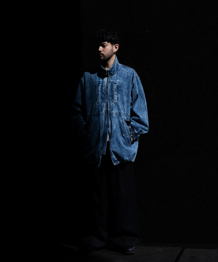 【ssstein】CHEMICAL BLEACHED DENIM MODS COAT - INDIGO