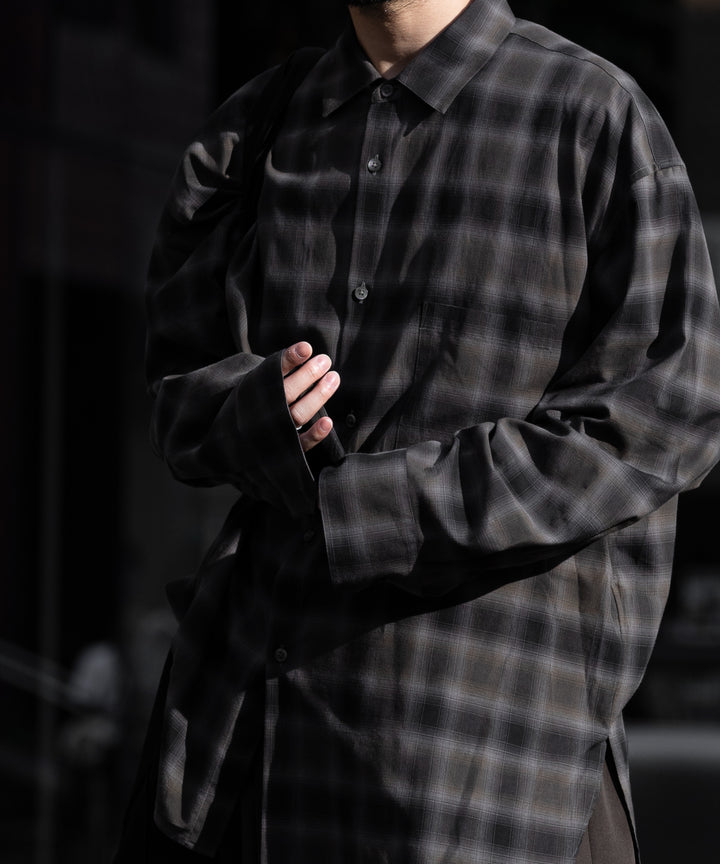 stein(シュタイン)の23AWコレクションOVERSIZED DOWN PAT SHIRTのKHAKI OMBRE