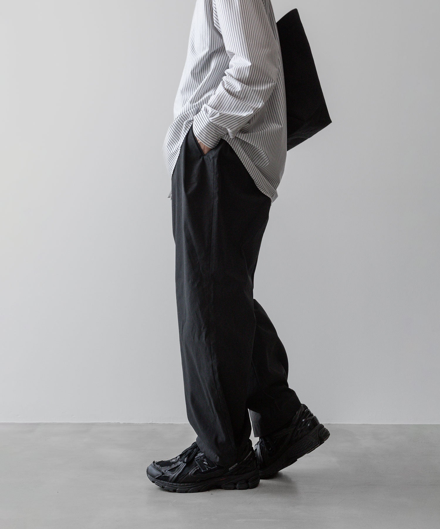 【ANTHEM A】COTTON TWILL NO-BRAINER PANTS - BLACK