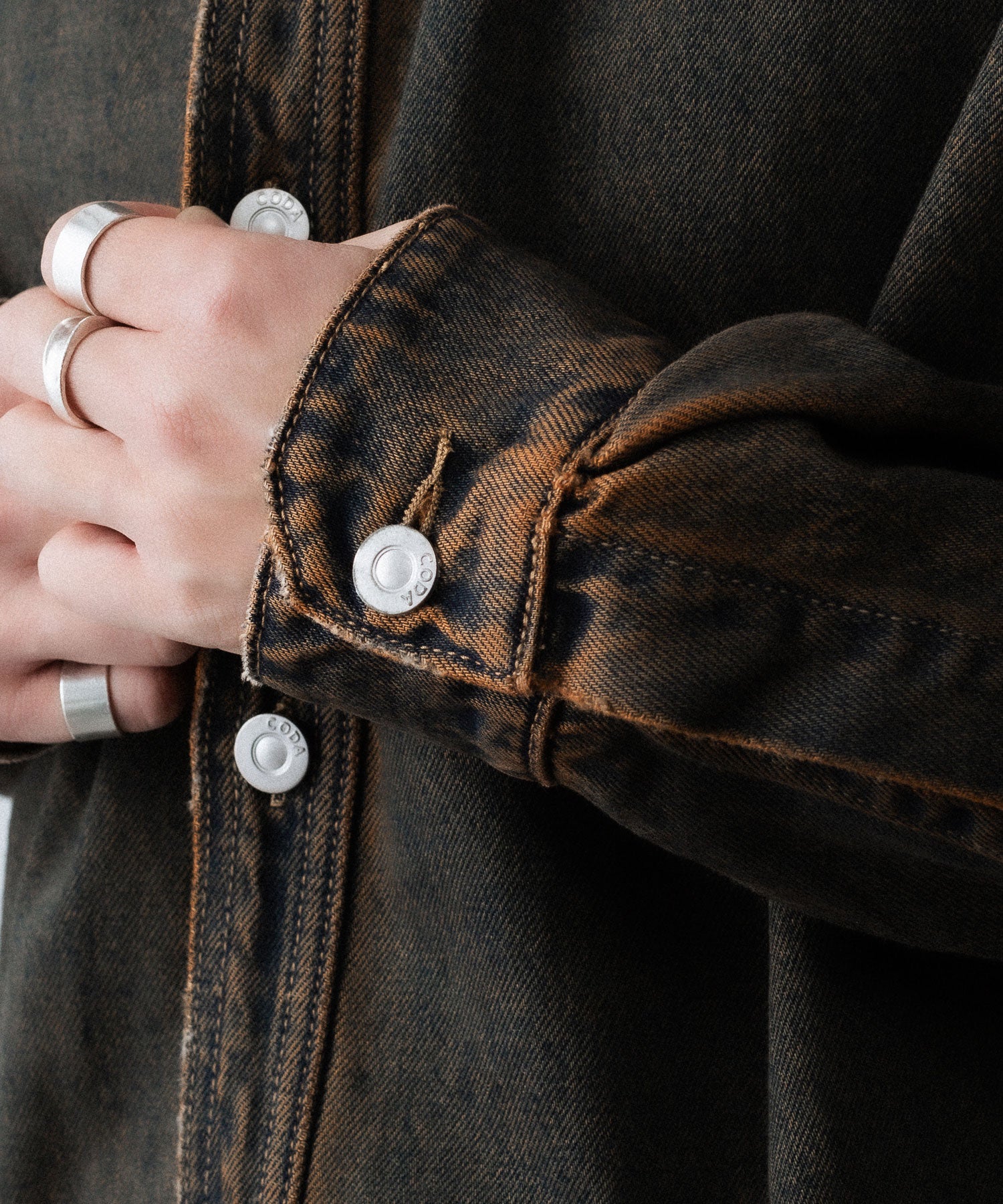 【CODA】BLACK BROWN WASH DENIM SHIRT JACKET - BLACK BROWN