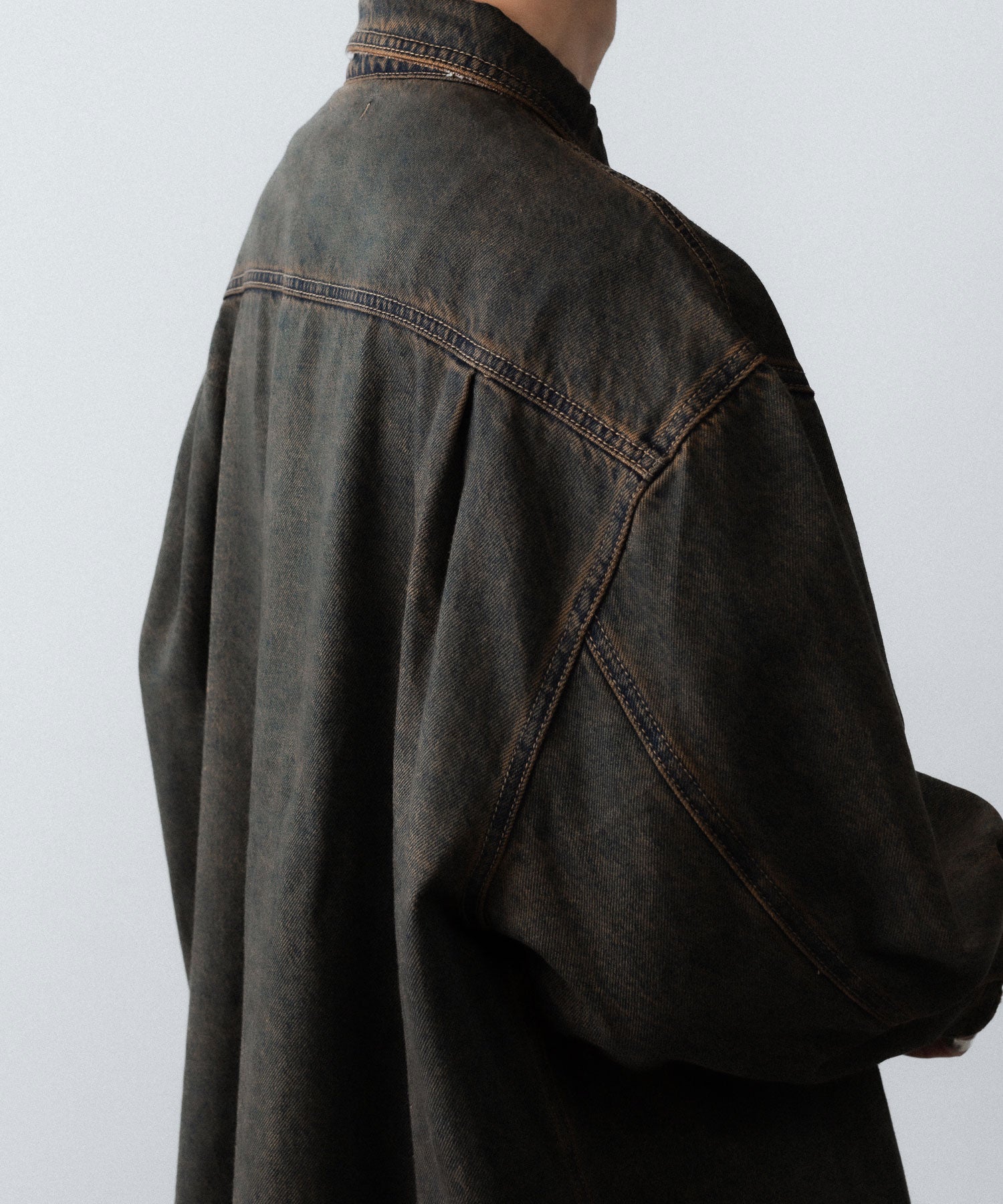 【CODA】BLACK BROWN WASH DENIM SHIRT JACKET - BLACK BROWN
