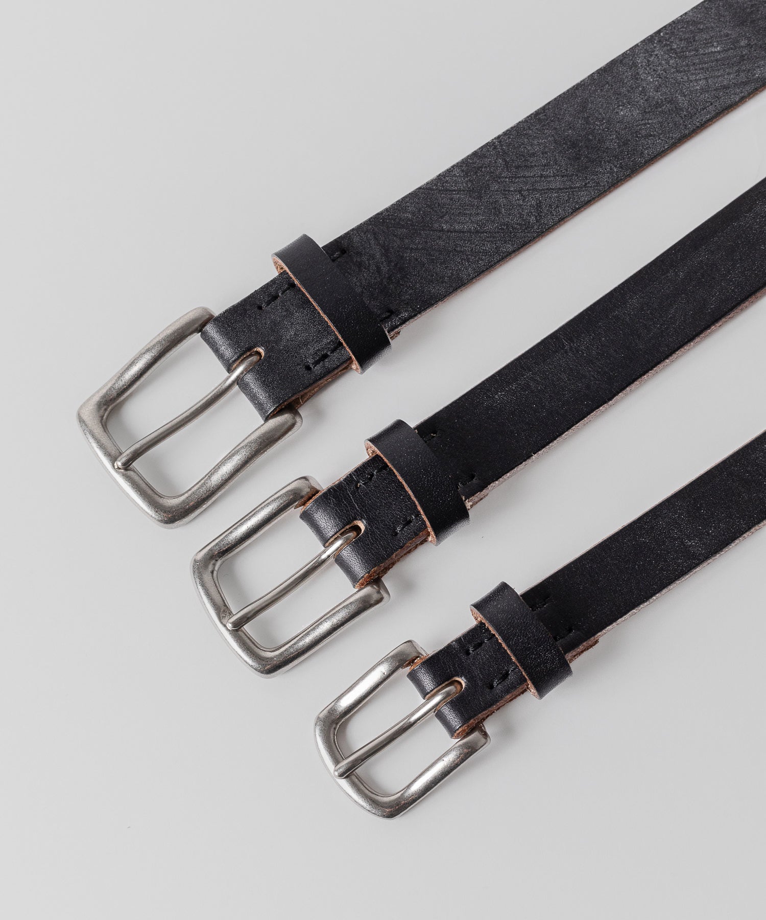 【INTÉRIM】25mm OAK BARK LEATHER BELT - BLACK