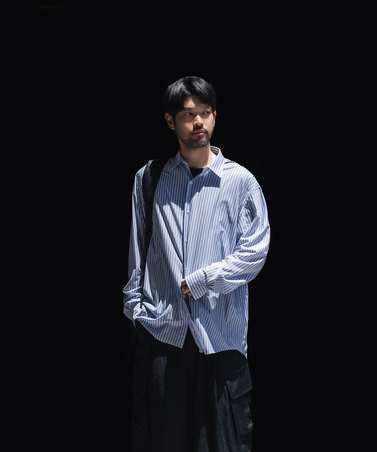 トップス KANEMASA PHIL 46G Modest Shirt Sax KANEMASA PHIL.】46G STRIPE MODEST SHIRT - SAX BLACK | 公式通販