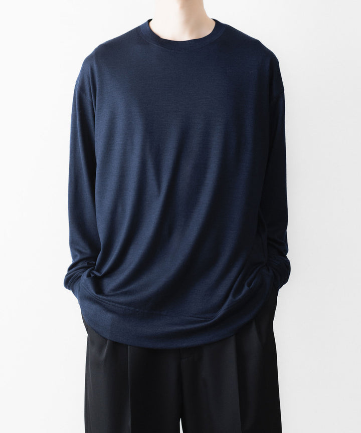 WWW - WRAPINKNOT wool wearのL/S OVERSIZED T-SHIRTのNAVY 公式通販サイトsession福岡セレクトショップ