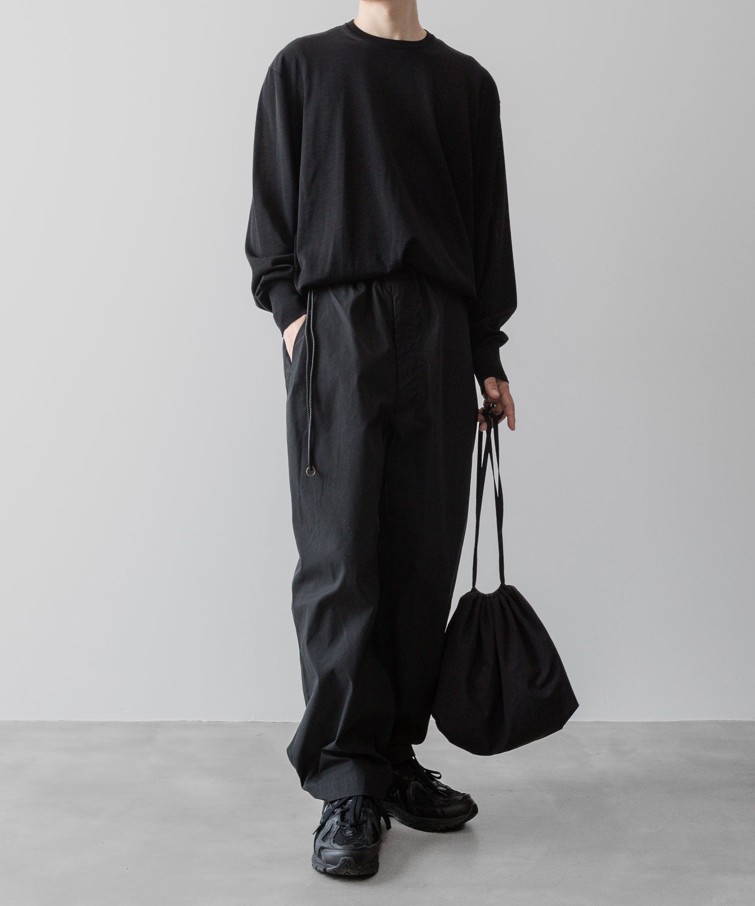 【ANTHEM A】COTTON TWILL NO-BRAINER PANTS - BLACK