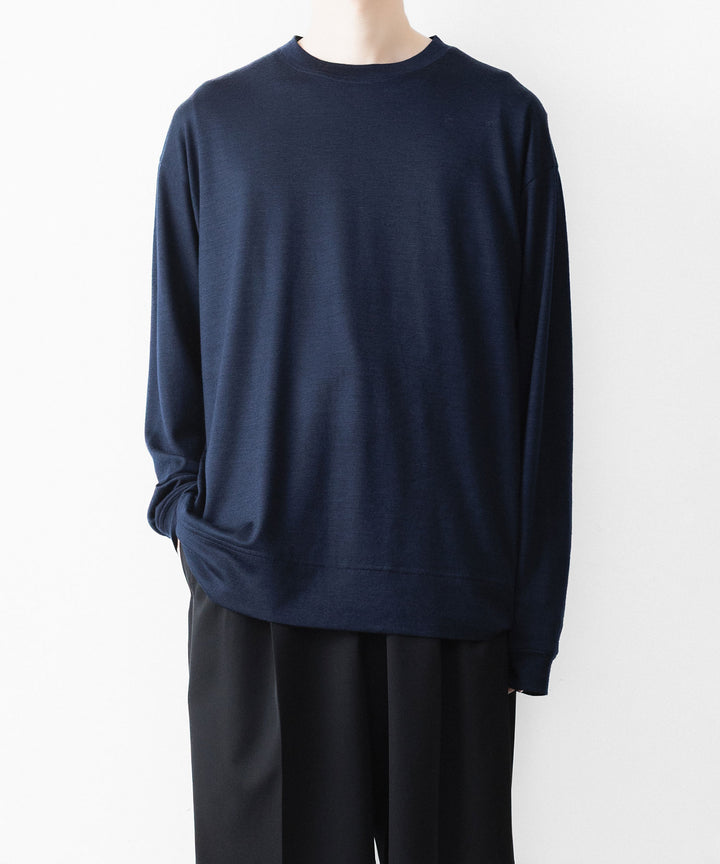 WWW - WRAPINKNOT wool wearのL/S OVERSIZED T-SHIRTのNAVY 公式通販サイトsession福岡セレクトショップ