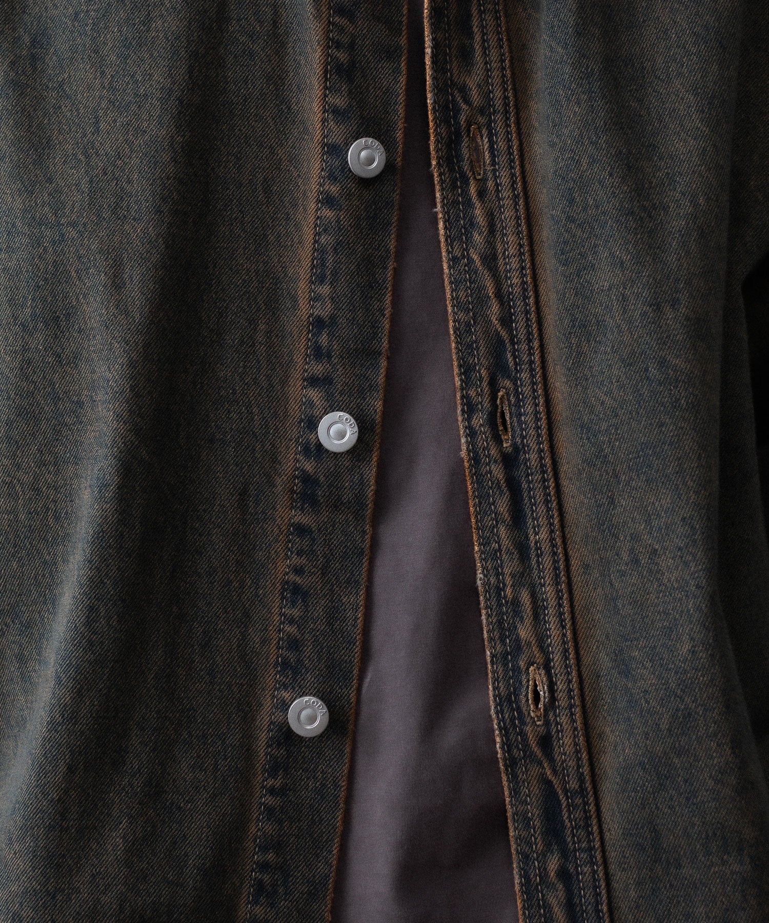 【CODA】BLACK BROWN WASH DENIM SHIRT JACKET - BLACK BROWN