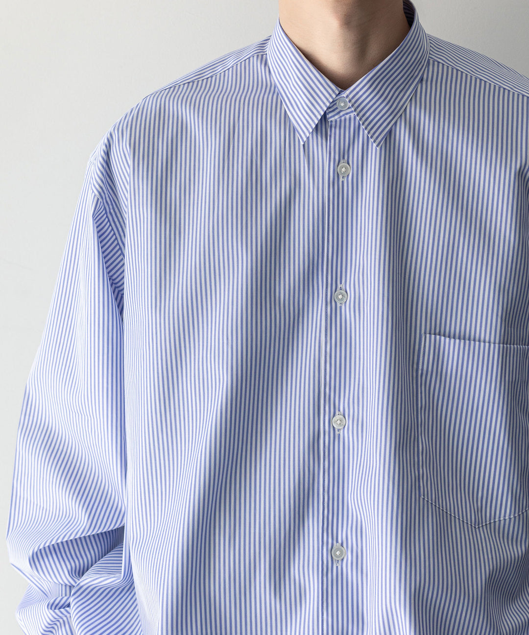 INTÉRIM インテリム 23AW LIMITED HYPER BIG STRIPE COTTON POPLIN REGULAR COLLAR SHIRTS - PURPLE sessionセッション福岡セレクトショップ 公式通販サイト