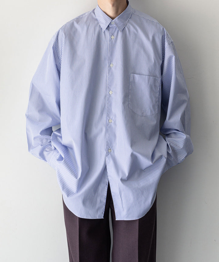 INTÉRIM インテリム 23AW LIMITED HYPER BIG STRIPE COTTON POPLIN REGULAR COLLAR SHIRTS - PURPLE sessionセッション福岡セレクトショップ 公式通販サイト