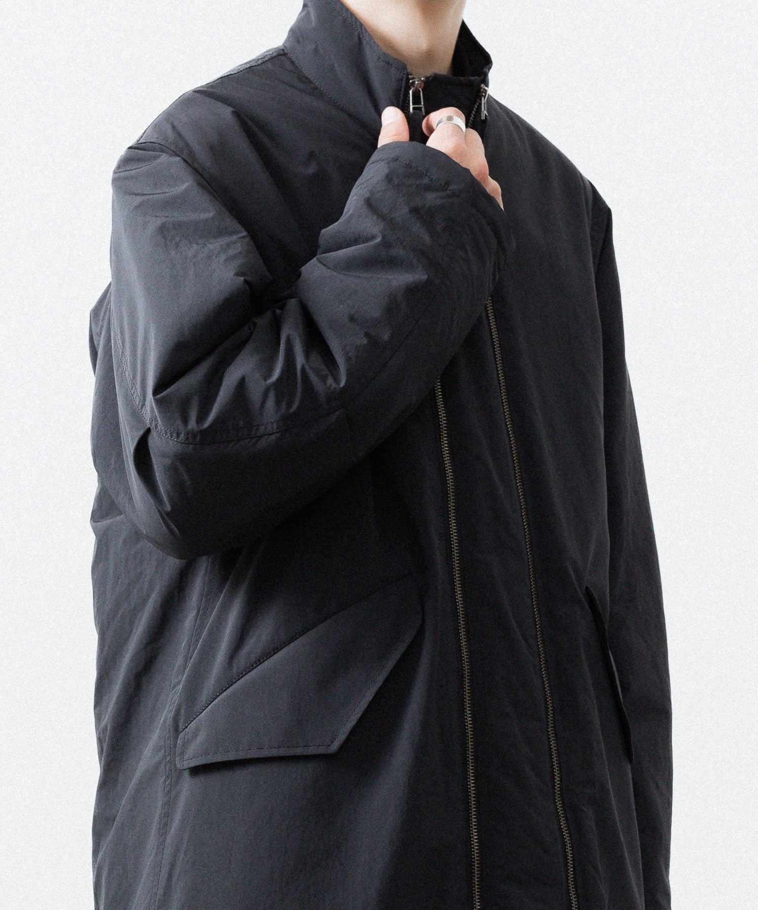 UJOH ウジョーのW ZIP FISH TAIL FIELD COATのBLACK公式通販サイトsession福岡セレクトショップ