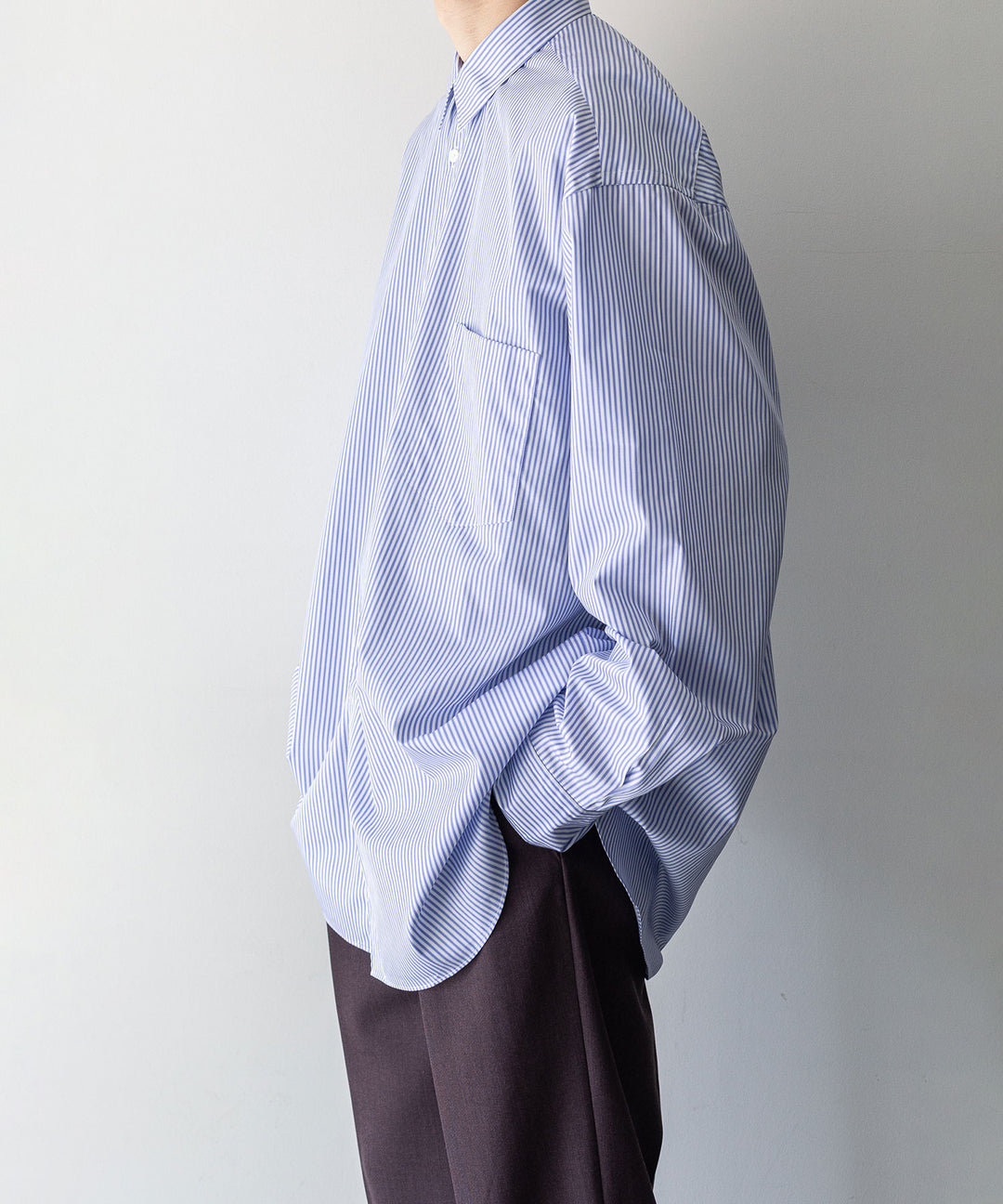 INTÉRIM インテリム 23AW LIMITED HYPER BIG STRIPE COTTON POPLIN REGULAR COLLAR SHIRTS - PURPLE sessionセッション福岡セレクトショップ 公式通販サイト