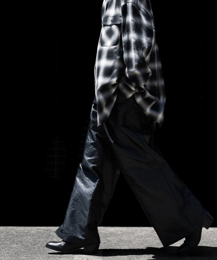ANTHEM A-アンセムエーのLEATHER LIKE 2TUCK WIDE PANTSのBLACK公式通販サイトsession福岡セレクトショップ