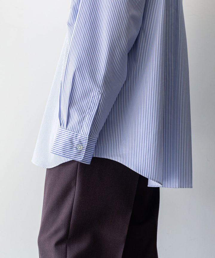 INTÉRIM インテリム 23AW LIMITED HYPER BIG STRIPE COTTON POPLIN REGULAR COLLAR SHIRTS - PURPLE sessionセッション福岡セレクトショップ 公式通販サイト