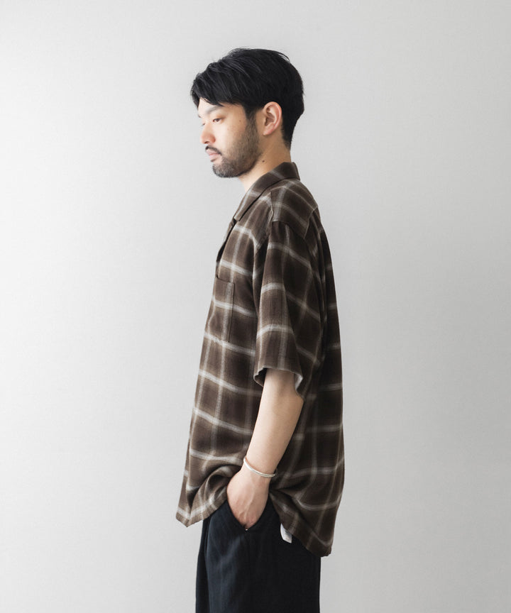 ssstein(シュタイン)のLY/VIS CHECK OVERSIZED OPEN COLLAR SS SHIRT - BROWN OMBREの公式通販サイトsession福岡セレクトショップ