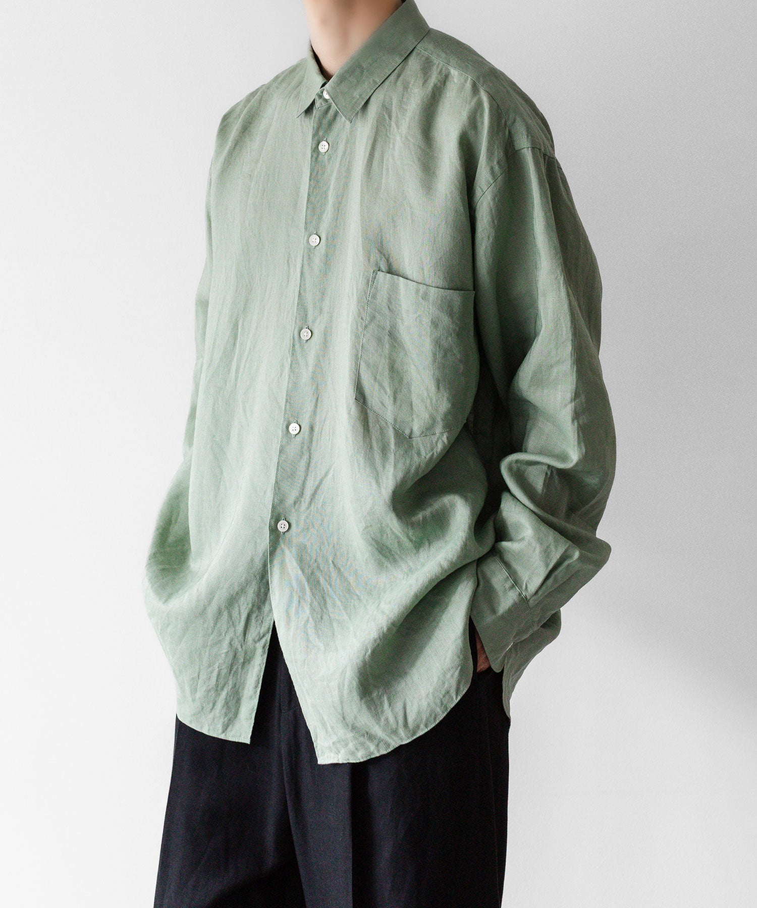 INTÉRIM/インテリム】 RAMIE SHEER LAWN HYPER BIG L/S REGULAR COLLAR