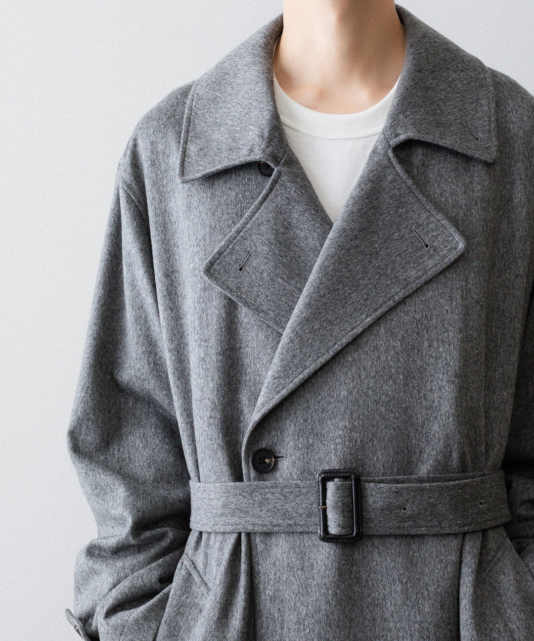 【ssstein】OVERSIZED DOUBLE BREASTED COAT - GREY