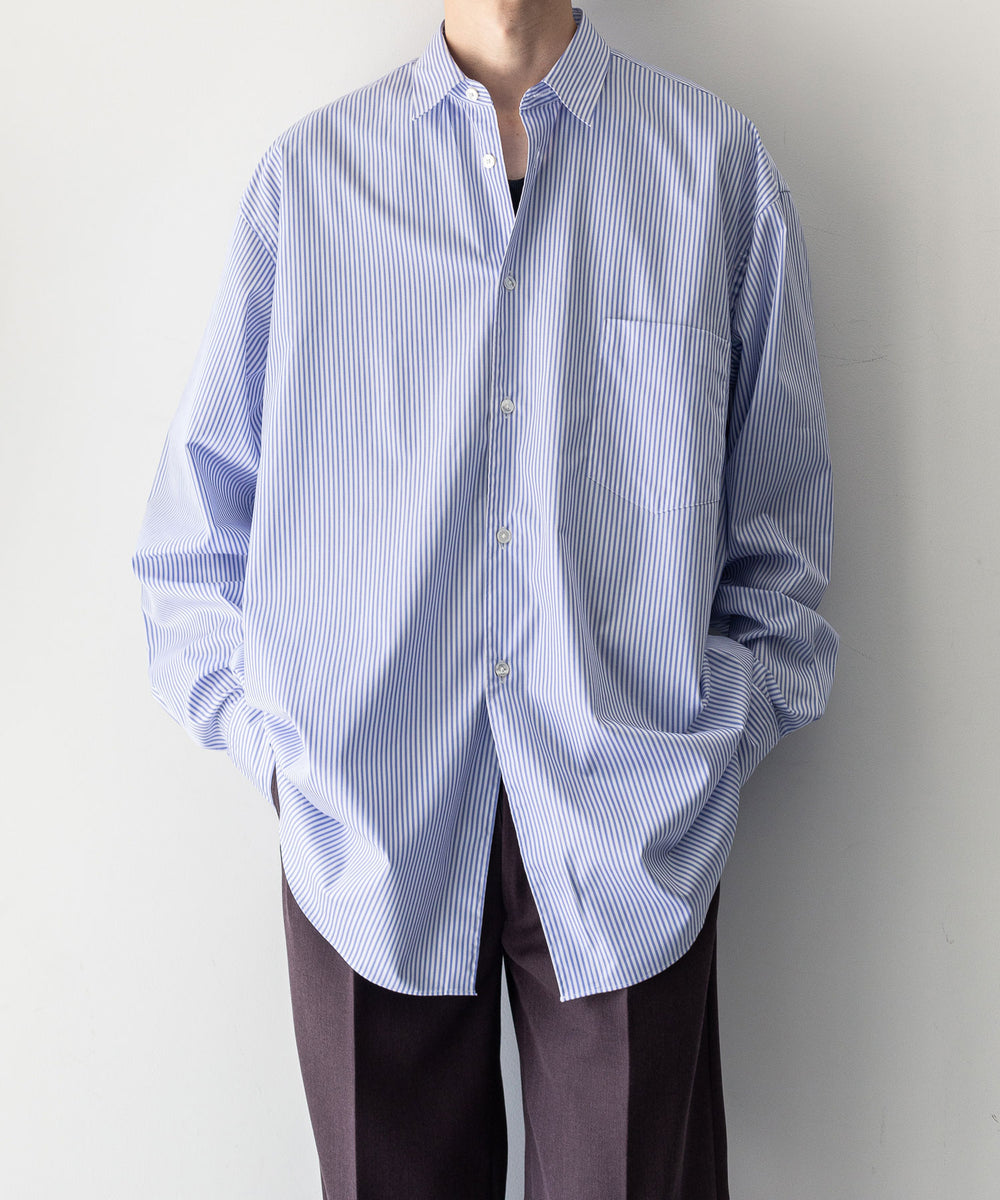 INTÉRIM インテリム 23AW LIMITED HYPER BIG STRIPE COTTON POPLIN REGULAR COLLAR SHIRTS - PURPLE sessionセッション福岡セレクトショップ 公式通販サイト