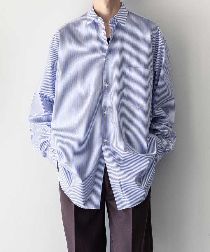 INTÉRIM インテリム 23AW LIMITED HYPER BIG STRIPE COTTON POPLIN REGULAR COLLAR SHIRTS - PURPLE sessionセッション福岡セレクトショップ 公式通販サイト