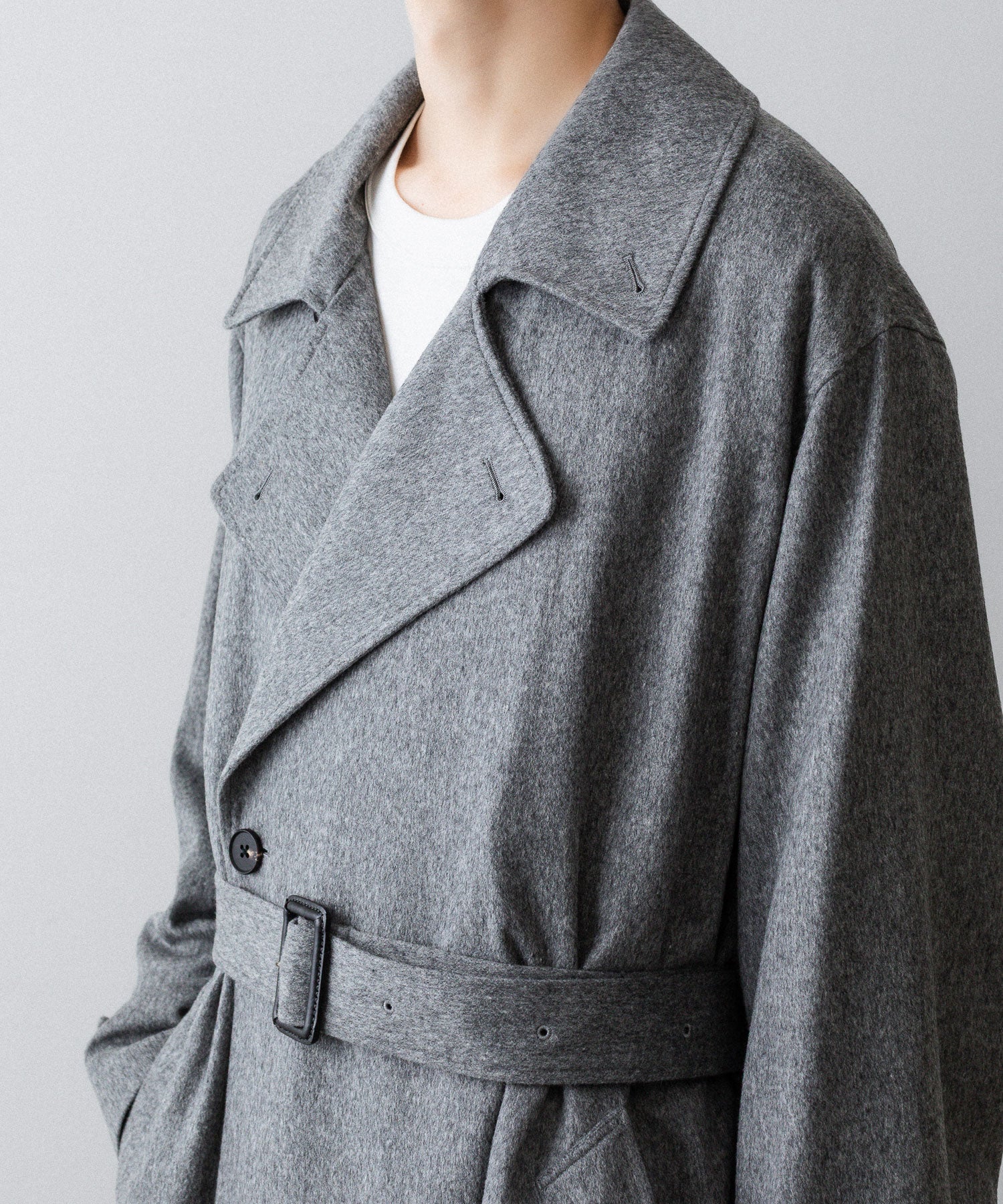 【ssstein】OVERSIZED DOUBLE BREASTED COAT - GREY