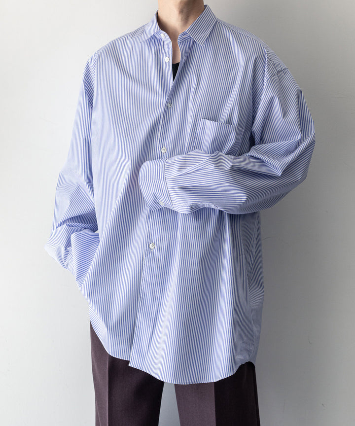 INTÉRIM インテリム 23AW LIMITED HYPER BIG STRIPE COTTON POPLIN REGULAR COLLAR SHIRTS - PURPLE sessionセッション福岡セレクトショップ 公式通販サイト
