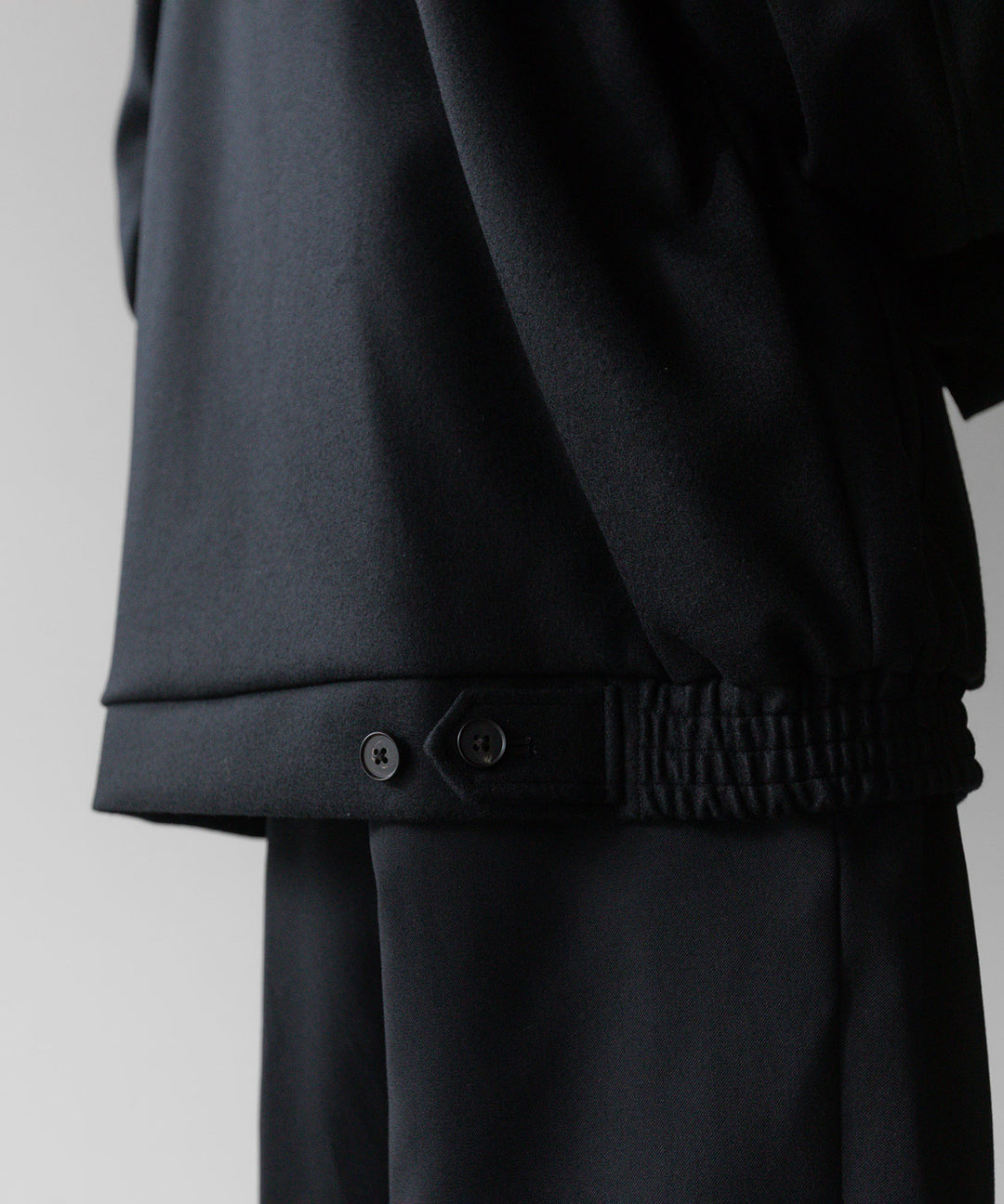 stein(シュタイン)の23AWコレクションOVERSIZED MELTON HARRINGTON ZIP JACKETのBLACK 公式通販サイトsession福岡セレクトショップ