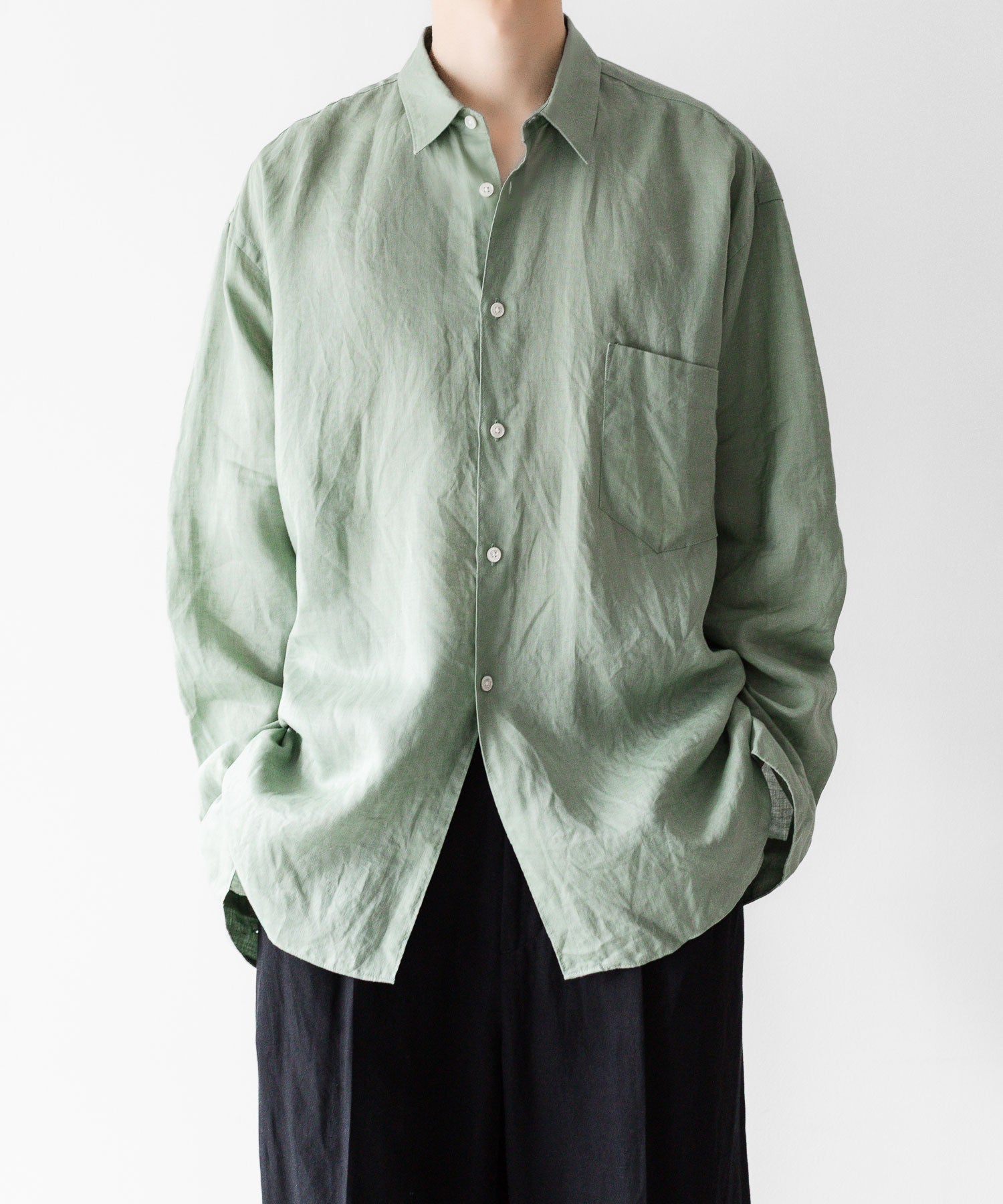 INTÉRIM/インテリム】 RAMIE SHEER LAWN HYPER BIG L/S REGULAR COLLAR