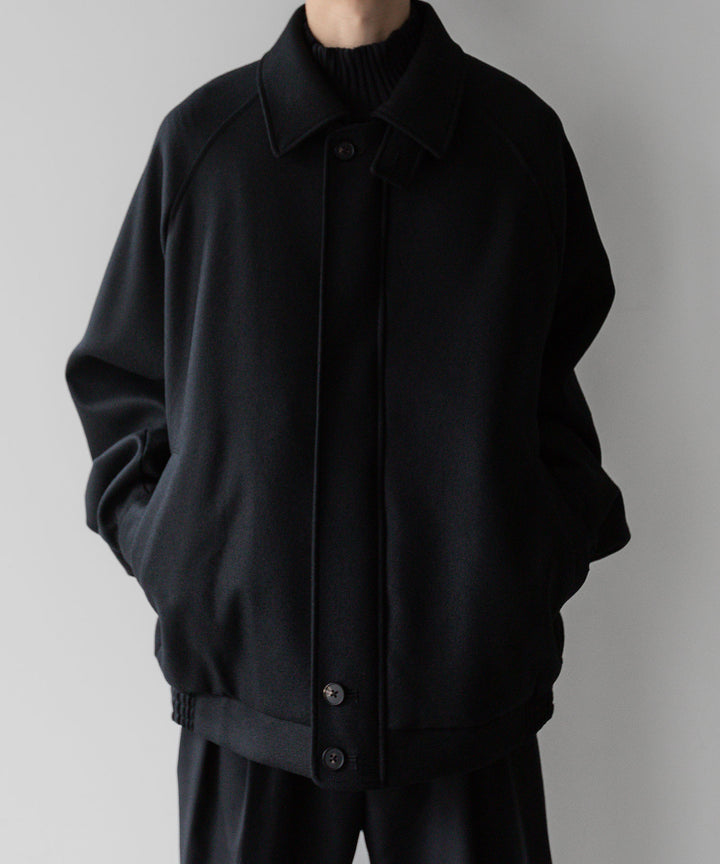 stein(シュタイン)の23AWコレクションOVERSIZED MELTON HARRINGTON ZIP JACKETのBLACK 公式通販サイトsession福岡セレクトショップ