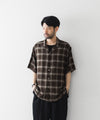 【ssstein】LY/VIS CHECK OVERSIZED OPEN COLLAR SS SHIRT - BROWN OMBRE