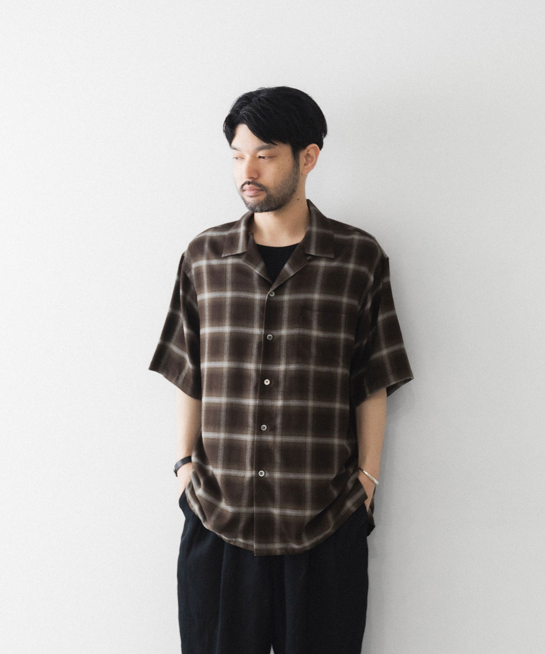 ssstein(シュタイン)のLY/VIS CHECK OVERSIZED OPEN COLLAR SS SHIRT - BROWN OMBREの公式通販サイトsession福岡セレクトショップ