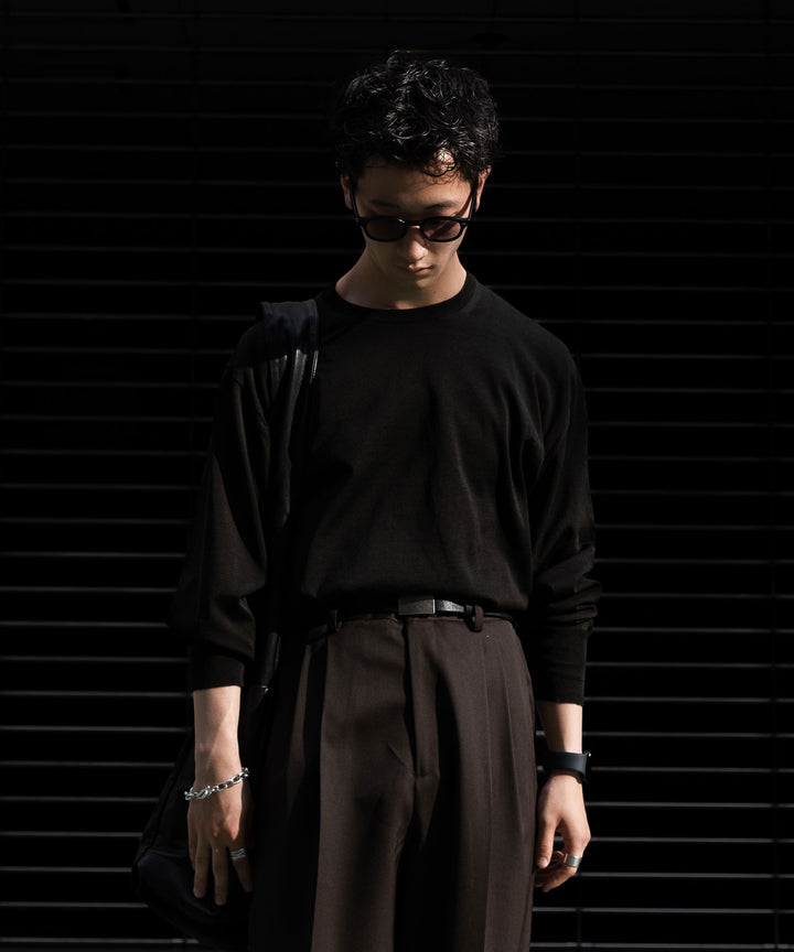 【ssstein】LONG WIDE TROUSERS - MILITARY KHAKI(2/90 WOOL)