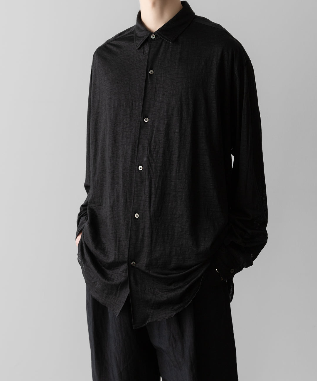 KANEMASA PHIL.-カネマサフィル28G ATMOSPHERE RAMIE L/S SHIRTのBLACK 公式通販サイトsession福岡セレクトショップ