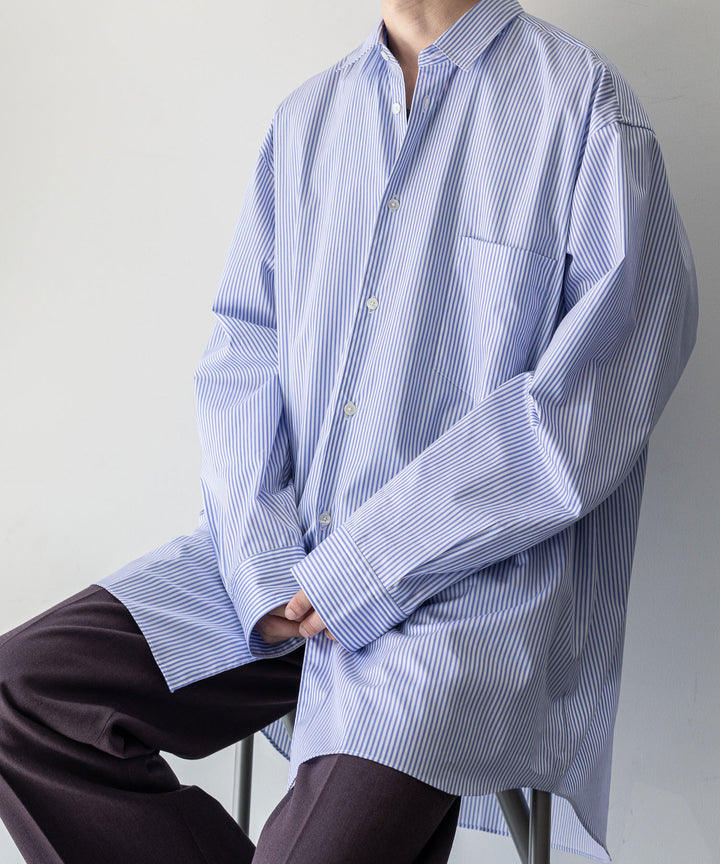 INTÉRIM インテリム 23AW LIMITED HYPER BIG STRIPE COTTON POPLIN REGULAR COLLAR SHIRTS - PURPLE sessionセッション福岡セレクトショップ 公式通販サイト