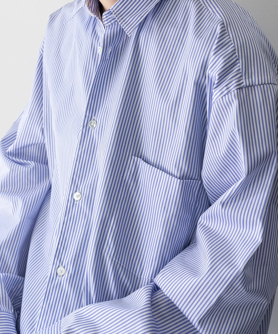INTÉRIM インテリム 23AW LIMITED HYPER BIG STRIPE COTTON POPLIN REGULAR COLLAR SHIRTS - PURPLE sessionセッション福岡セレクトショップ 公式通販サイト