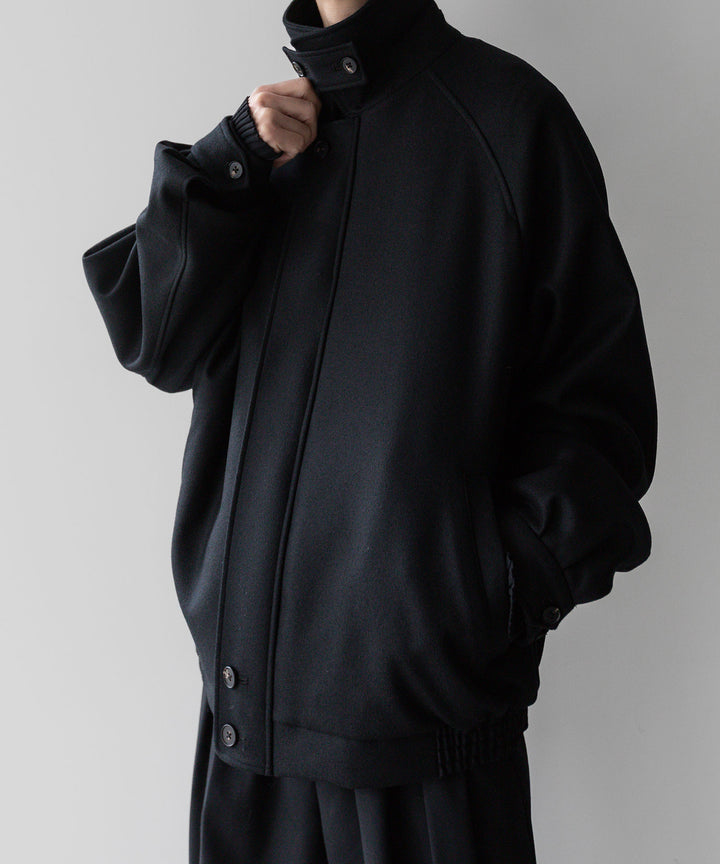 stein(シュタイン)の23AWコレクションOVERSIZED MELTON HARRINGTON ZIP JACKETのBLACK 公式通販サイトsession福岡セレクトショップ