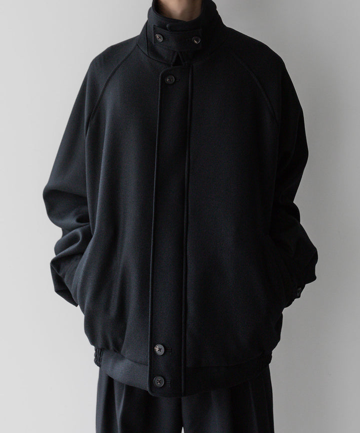 stein(シュタイン)の23AWコレクションOVERSIZED MELTON HARRINGTON ZIP JACKETのBLACK 公式通販サイトsession福岡セレクトショップ