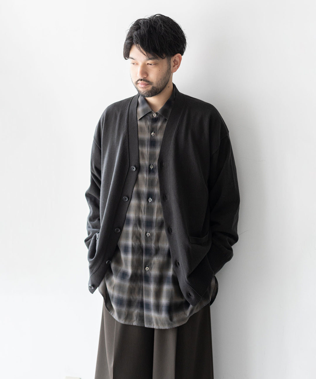 stein(シュタイン)の23AWコレクションOVERSIZED DOWN PAT SHIRTのKHAKI OMBRE