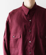 画像をギャラリービューアに読み込む, INTÉRIM インテリムのHIGH COUNT LINEN CLOTH HYPER BIG GATHER SHIRTのBURGUNDY 公式通販サイトsession福岡セレクトショップ
