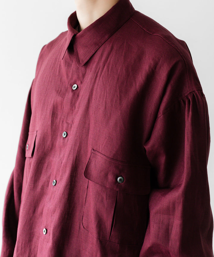 INTÉRIM インテリムのHIGH COUNT LINEN CLOTH HYPER BIG GATHER SHIRTのBURGUNDY 公式通販サイトsession福岡セレクトショップ