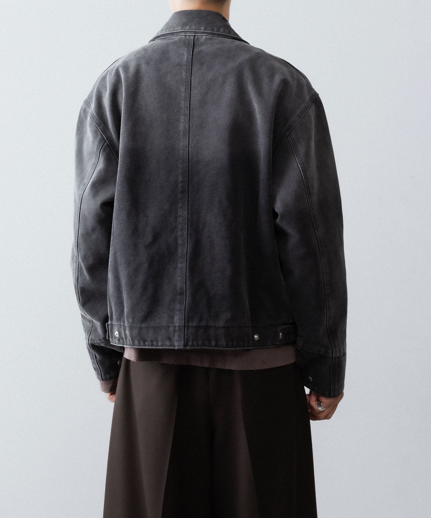 【CODA】FADED BLACK DAMAGED CANVAS CREW JACKET - BLACK