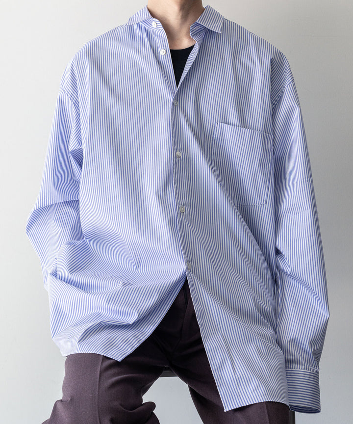 INTÉRIM インテリム 23AW LIMITED HYPER BIG STRIPE COTTON POPLIN REGULAR COLLAR SHIRTS - PURPLE sessionセッション福岡セレクトショップ 公式通販サイト