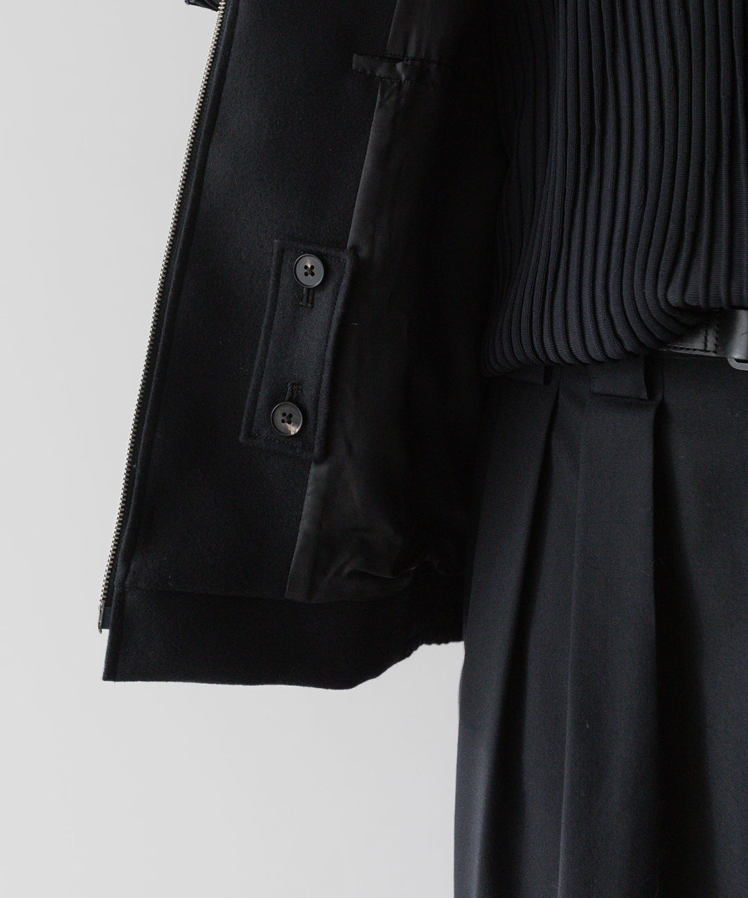 stein(シュタイン)の23AWコレクションOVERSIZED MELTON HARRINGTON ZIP JACKETのBLACK 公式通販サイトsession福岡セレクトショップ