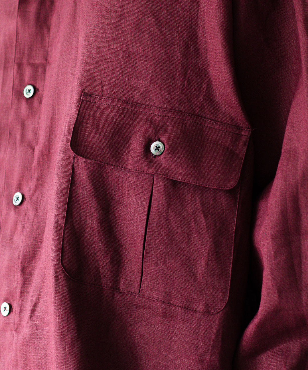 INTÉRIM インテリムのHIGH COUNT LINEN CLOTH HYPER BIG GATHER SHIRTのBURGUNDY 公式通販サイトsession福岡セレクトショップ