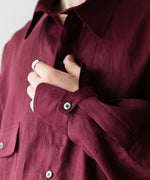 画像をギャラリービューアに読み込む, INTÉRIM インテリムのHIGH COUNT LINEN CLOTH HYPER BIG GATHER SHIRTのBURGUNDY 公式通販サイトsession福岡セレクトショップ
