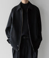 【stein】OVERSIZED MELTON HARRINGTON ZIP JACKET - BLACK