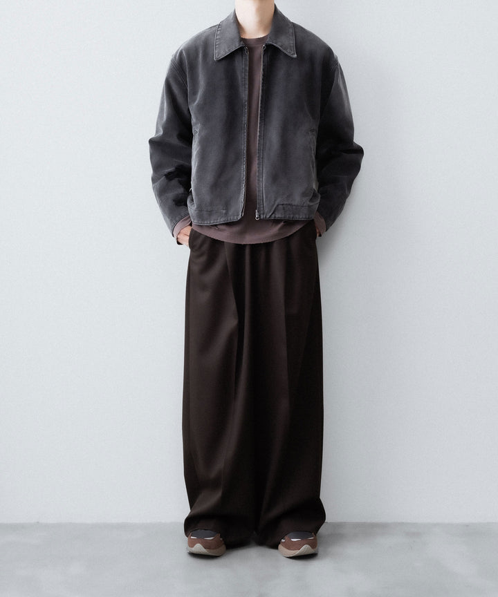 【CODA】FADED BLACK DAMAGED CANVAS CREW JACKET - BLACK