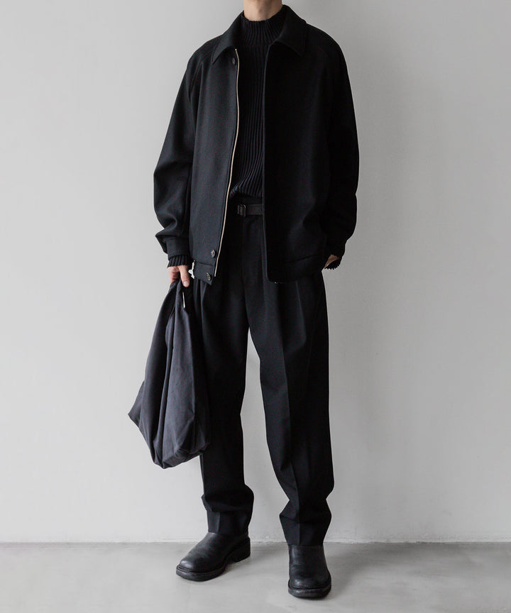 stein(シュタイン)の23AWコレクションOVERSIZED MELTON HARRINGTON ZIP JACKETのBLACK 公式通販サイトsession福岡セレクトショップ