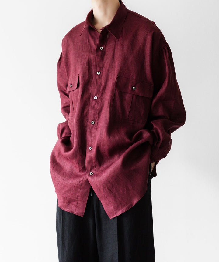 INTÉRIM インテリムのHIGH COUNT LINEN CLOTH HYPER BIG GATHER SHIRTのBURGUNDY 公式通販サイトsession福岡セレクトショップ