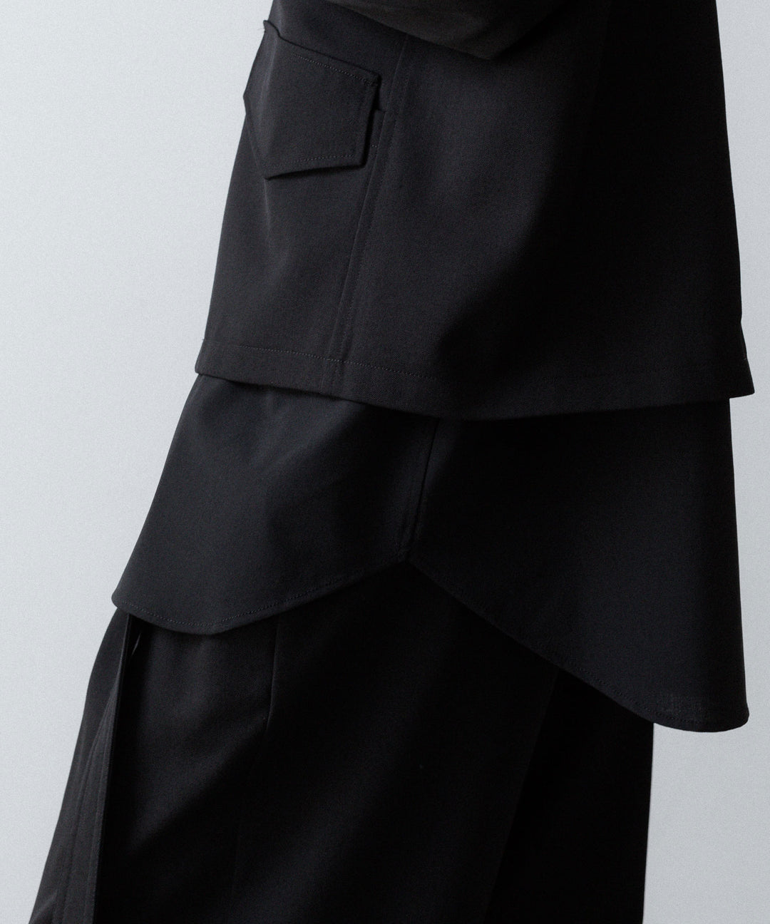 【UJOH】RIB COLLAR 4 POCKETS BLOUSON - BLACK