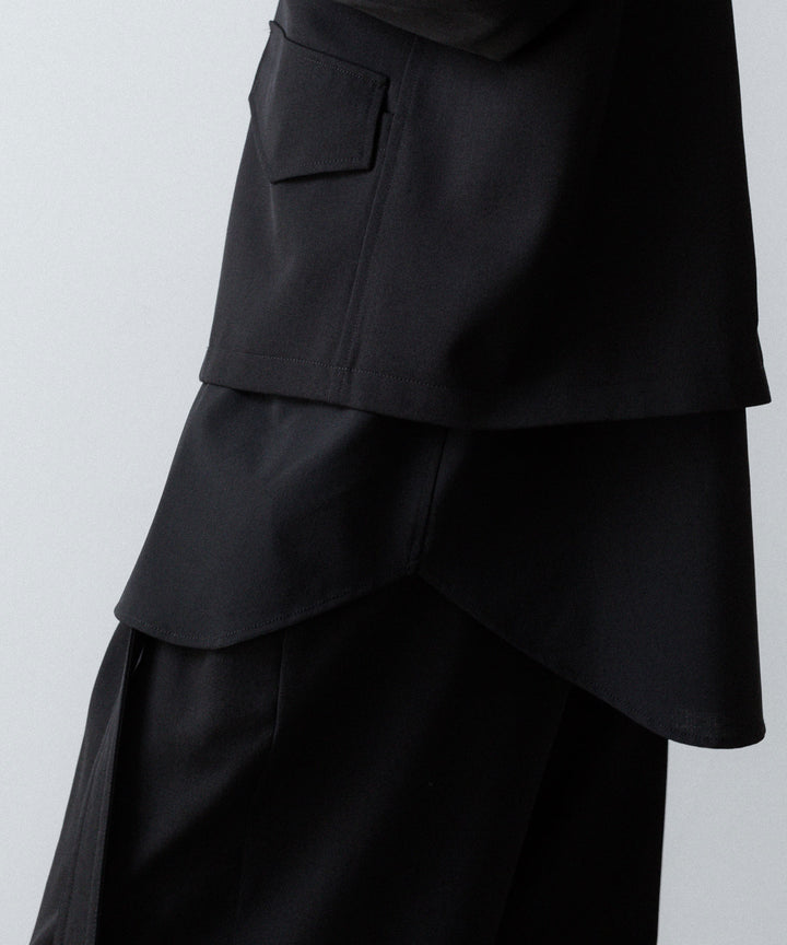 【UJOH】RIB COLLAR 4 POCKETS BLOUSON - BLACK